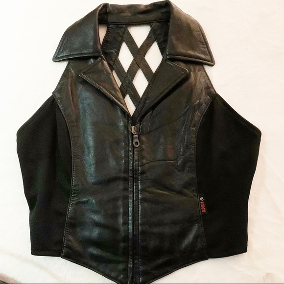 Arlen Ness Jackets & Blazers - Arlen Ness BikerWear Leather Crisscross Vest SizeS